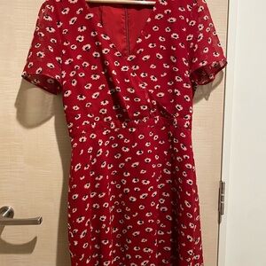 Madewell Red Floral Midi Dress